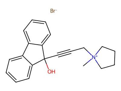 Pyrrolidinium, 1-(3-(9-hydroxyfluoren-9-yl)-2-propynyl)-1-methyl-, bromide structure