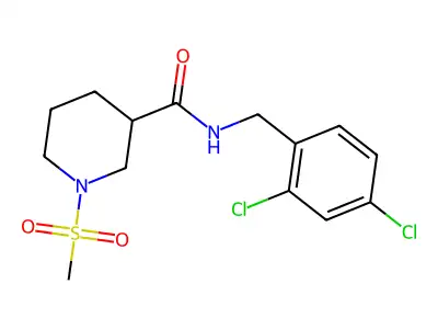 N-[(2,4-dichlorophenyl)methyl]-1-methylsulfonylpiperidine-3-carboxamide structure