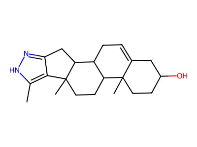 5'-Methyl-1'H-androst-5-eno(16,17-c)pyrazol-3-beta-ol structure