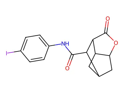 N-(4-iodophenyl)-2-oxohexahydro-2H-3,5-methanocyclopenta[b]furan-7-carboxamide structure