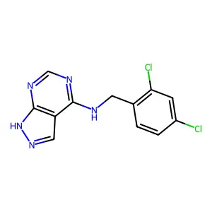 N-[(2,4-dichlorophenyl)methyl]-1H-pyrazolo[3,4-d]pyrimidin-4-amine structure