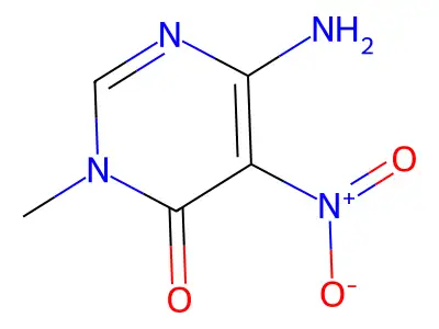 6-amino-5-(nitro)-3-methylpyrimidin-4(3H)-one structure