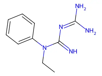 N-ethyl-N-phenylimidodicarbonimidic diamide structure