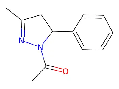 1-acetyl-3-methyl-5-phenyl-4,5-dihydro-1H-pyrazole structure