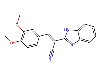 (E)-2-(1H-benzimidazol-2-yl)-3-(3,4-dimethoxyphenyl)prop-2-enenitrile structure