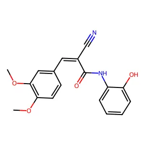 (E)-2-cyano-3-(3,4-dimethoxyphenyl)-N-(2-hydroxyphenyl)acrylamide structure