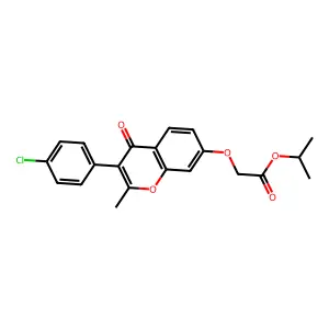 Methylethyl 2-[3-(4-chlorophenyl)-2-methyl-4-oxochromen-7-yloxy]acetate structure