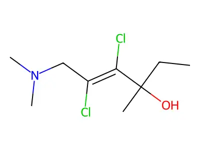 (E)-4,5-Dichloro-6-(dimethylamino)-3-methylhex-4-en-3-ol structure