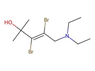 (E)-3,4-Dibromo-5-(diethylamino)-2-methylpent-3-en-2-ol structure