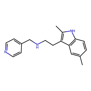 [2-(2,5-dimethyl-1H-indol-3-yl)ethyl][(pyridin-4-yl)methyl]amine structure