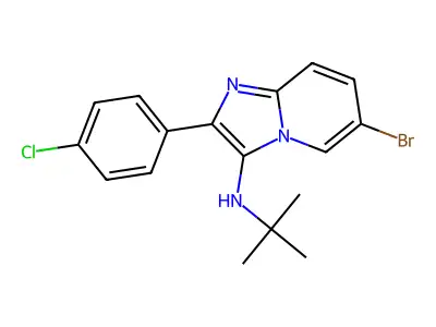 6-bromo-N-tert-butyl-2-(4-chlorophenyl)imidazo[1,2-a]pyridin-3-amine structure
