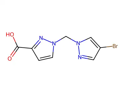 1-[(4-bromo-1H-pyrazol-1-yl)methyl]-1H-pyrazole-3-carboxylic acid structure