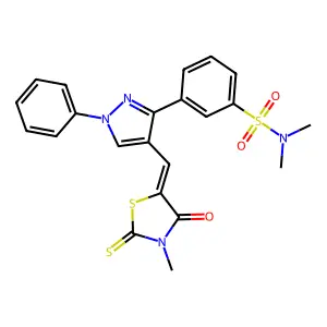 N,N-dimethyl-3-{4-[(Z)-(3-methyl-4-oxo-2-thioxo-1,3-thiazolidin-5-ylidene)methyl]-1-phenyl-1H-pyrazol-3-yl}benzenesulfonamide structure