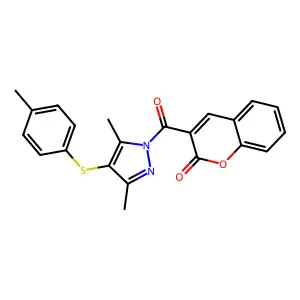 3-[3,5-Dimethyl-4-(4-methylphenyl)sulfanylpyrazole-1-carbonyl]chromen-2-one structure