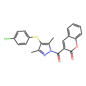 3-[4-(4-Chlorophenyl)sulfanyl-3,5-dimethylpyrazole-1-carbonyl]chromen-2-one structure