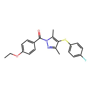 (4-Ethoxyphenyl)-[4-(4-fluorophenyl)sulfanyl-3,5-dimethylpyrazol-1-yl]methanone structure