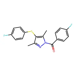 (4-Fluorophenyl)-[4-(4-fluorophenyl)sulfanyl-3,5-dimethylpyrazol-1-yl]methanone structure