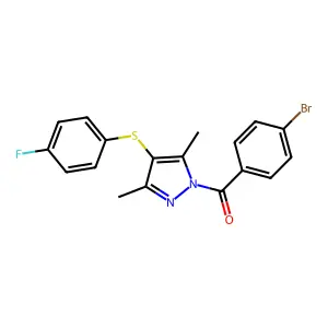 (4-Bromophenyl)-[4-(4-fluorophenyl)sulfanyl-3,5-dimethylpyrazol-1-yl]methanone structure