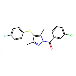 (3-Chlorophenyl)-[4-(4-fluorophenyl)sulfanyl-3,5-dimethylpyrazol-1-yl]methanone structure