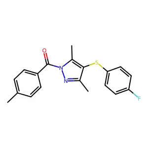 [4-(4-Fluorophenyl)sulfanyl-3,5-dimethylpyrazol-1-yl]-(4-methylphenyl)methanone structure