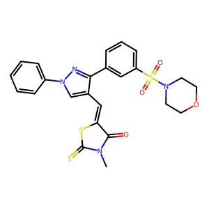 (5Z)-3-methyl-5-({3-[3-(morpholin-4-ylsulfonyl)phenyl]-1-phenyl-1H-pyrazol-4-yl}methylidene)-2-thioxo-1,3-thiazolidin-4-one structure