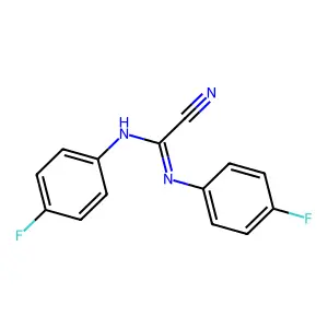 1-cyano-N,N'-bis(4-fluorophenyl)methanimidamide structure