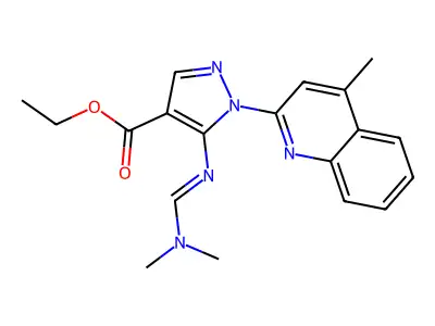 ethyl 5-(dimethylaminomethylideneamino)-1-(4-methylquinolin-2-yl)pyrazole-4-carboxylate structure