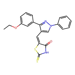 (5Z)-5-{[3-(3-ethoxyphenyl)-1-phenyl-1H-pyrazol-4-yl]methylidene}-2-thioxo-1,3-thiazolidin-4-one structure