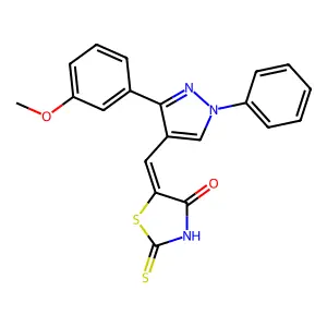 (5Z)-5-{[3-(3-methoxyphenyl)-1-phenyl-1H-pyrazol-4-yl]methylidene}-2-thioxo-1,3-thiazolidin-4-one structure