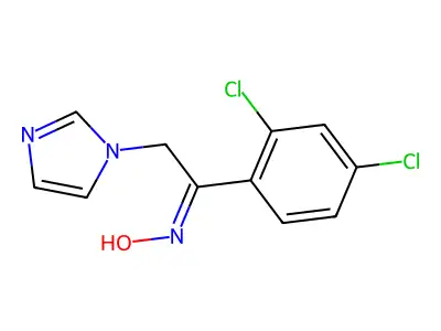 (NZ)-N-(1-(2,4-dichlorophenyl)-2-imidazol-1-ylethylidene)hydroxylamine structure