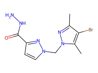 1-[(4-bromo-3,5-dimethyl-1H-pyrazol-1-yl)methyl]-1H-pyrazole-3-carbohydrazide structure