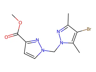 Methyl 1-((4-bromo-3,5-dimethyl-1H-pyrazol-1-yl)methyl)-1H-pyrazole-3-carboxylate structure