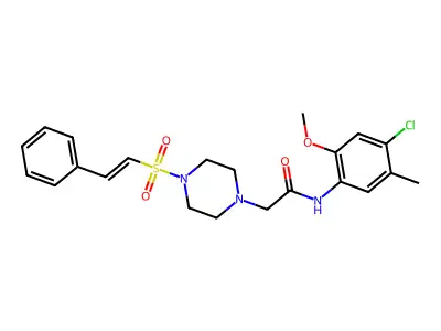 N-(4-chloro-2-methoxy-5-methylphenyl)-2-[4-[(E)-2-phenylethenyl]sulfonylpiperazin-1-yl]acetamide structure