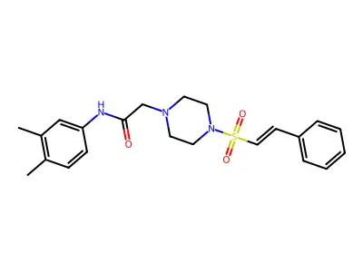 N-(3,4-dimethylphenyl)-2-[4-[(E)-2-phenylethenyl]sulfonylpiperazin-1-yl]acetamide structure