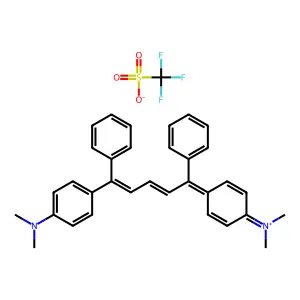 [4-[(2E,4Z)-5-(4-dimethylaminophenyl)-1,5-diphenyl-penta-2,4-dienylidene]-1-cyclohexa-2,5-dienylidene]-dimethyl-azanium; trifluoromethanesulfonate structure
