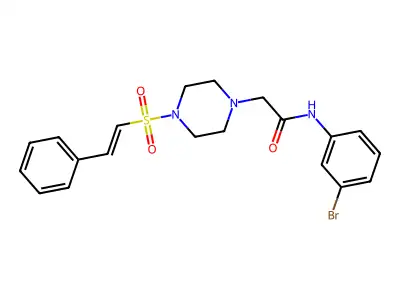 N-(3-bromophenyl)-2-[4-[(E)-2-phenylethenyl]sulfonylpiperazin-1-yl]acetamide structure