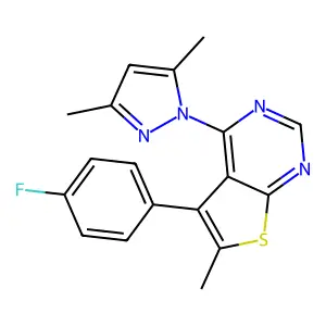 4-(3,5-Dimethylpyrazol-1-yl)-5-(4-fluorophenyl)-6-methylthieno[2,3-d]pyrimidine structure