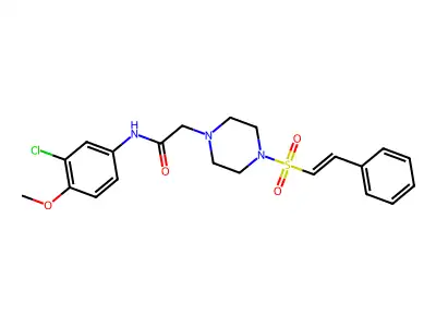 N-(3-chloro-4-methoxyphenyl)-2-[4-[(E)-2-phenylethenyl]sulfonylpiperazin-1-yl]acetamide structure