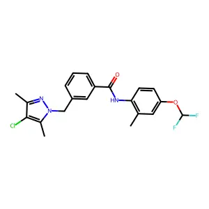3-[(4-chloro-3,5-dimethyl-1H-pyrazol-1-yl)methyl]-N-[4-(difluoromethoxy)-2-methylphenyl]benzamide structure