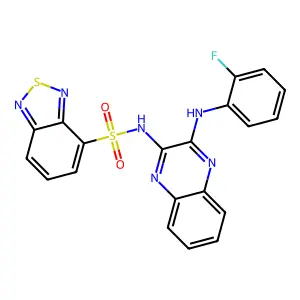 N-(3-((2-fluorophenyl)amino)quinoxalin-2-yl)benzo[c][1,2,5]thiadiazole-4-sulfonamide structure
