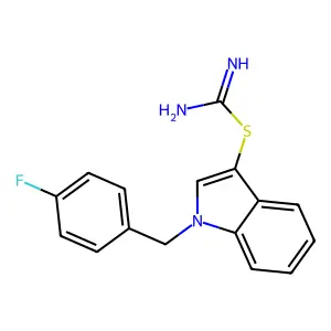 ({1-[(4-fluorophenyl)methyl]-1H-indol-3-yl}sulfanyl)methanimidamide structure