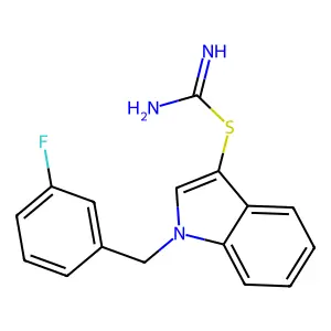 ({1-[(3-fluorophenyl)methyl]-1H-indol-3-yl}sulfanyl)methanimidamide structure