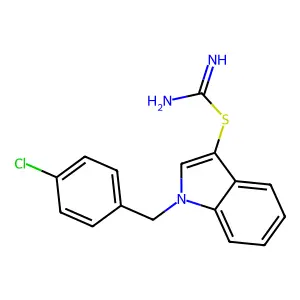 ({1-[(4-chlorophenyl)methyl]-1H-indol-3-yl}sulfanyl)methanimidamide structure