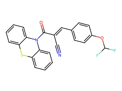 (E)-3-[4-(difluoromethoxy)phenyl]-2-(phenothiazine-10-carbonyl)prop-2-enenitrile structure