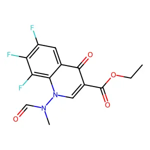 Ethyl 6,7,8-trifluoro-1-(formylmethylamino)-1,4-dihydro-4-oxo-3-quinolinecarboxylate structure