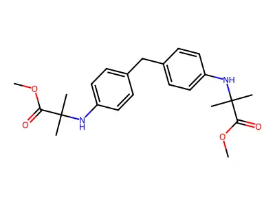 Dimethyl N,N'-(methylenedi-4,1-phenylene)bis(2-methyl-beta-alaninate) structure