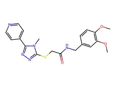 N-[(3,4-Dimethoxyphenyl)methyl]-2-[[4-methyl-5-(4-pyridinyl)-4H-1,2,4-triazol-3-yl]thio]acetamide structure