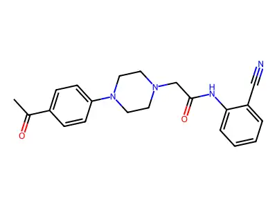2-[4-(4-acetylphenyl)piperazin-1-yl]-N-(2-cyanophenyl)acetamide structure