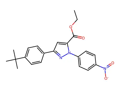 ethyl 3-(4-(tert-butyl)phenyl)-1-(4-nitrophenyl)-1H-pyrazole-5-carboxylate structure