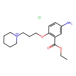 Benzoic acid, 5-amino-2-(3-piperidinopropoxy)-, ethyl ester, monohydrochloride structure